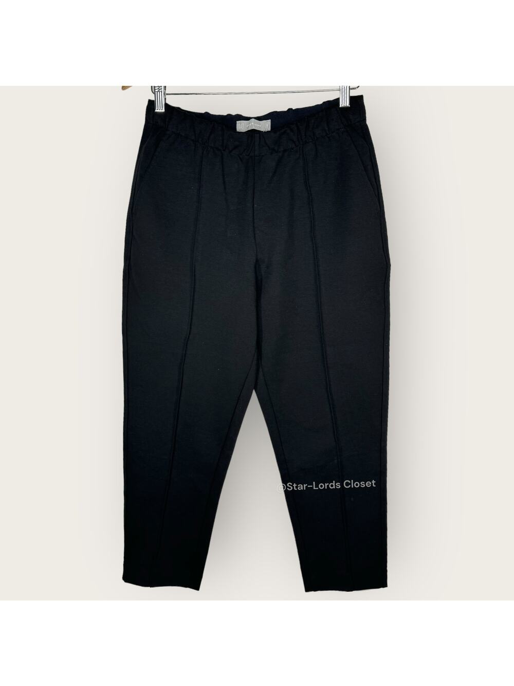 Everlane The Dream Pants | Medium | Black Knit Pintuck Tapered Leg Minimalist